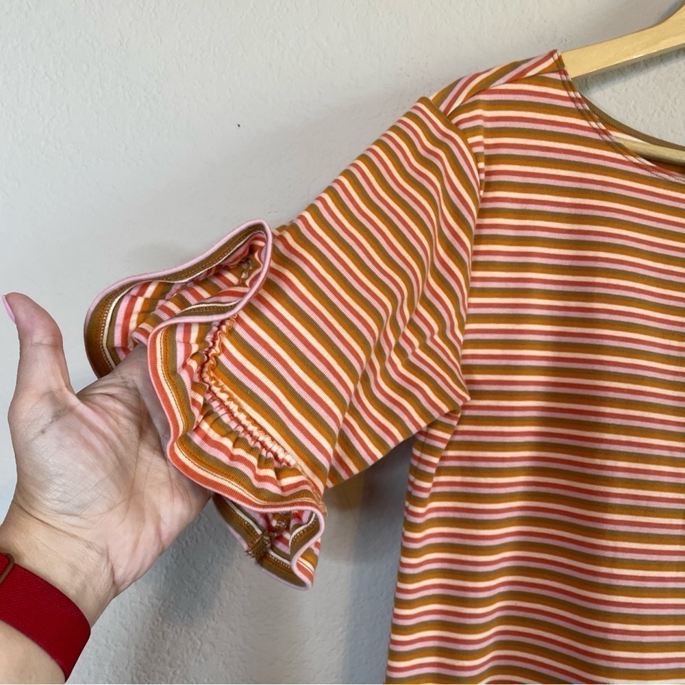 Anthropologie Striped Orange and White Peplum Top - Picture 10 of 14